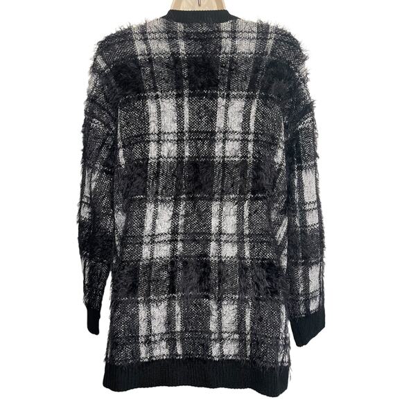 Tobi Cozy Mohair Open Front Plaid Winter Cardigan Small - Picture 3 of 5